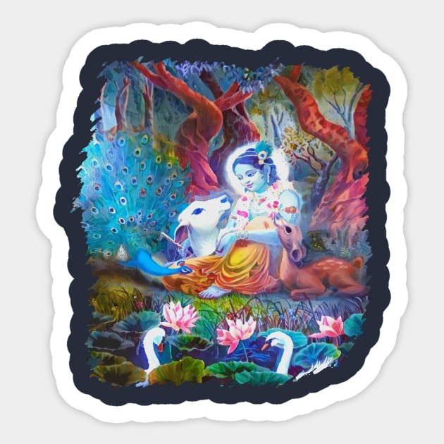 Shri Krishna Sticker by LairofGods